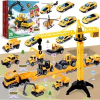 OCreon Adventskalender kids jongens advent kalender auto - Bouwplaats Speelgoed Boy Ingenieur Voertuigen