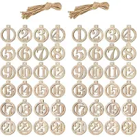 OCreon Adventskalender cijfers hout 2 sets houten cijfers houten hangers adventskalender cijfers buttons om te knutselen (hout 1)