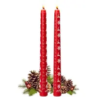 OCreon 2 stuks Kerstkaarsen,Kalenderkerzen 24 Kerst,Präsente Geschenkartikel handgemaakte Adventskalenderkerzen in rood