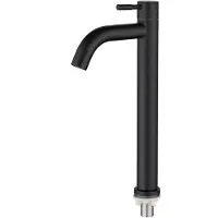 OCreon Wastafelkraan - Roestvrijstalen Koudwaterkraan met één handgreep - Elegante Retro Design Zwart Mat Kraan Badkamer Toilet Wastafel Kraan (L)