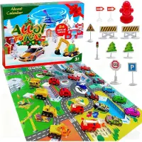 OCreon Autospeelgoed adventskalender voor kinderen 2025-24 - Dagen speelgoedauto-kalender met brandweer - Racewagens en bouwvoertuigen