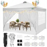 COBIZI Paviljoen, 3x3 meter, waterdicht, met UV-bescherming 50+, met 4 zijpanelen, wit