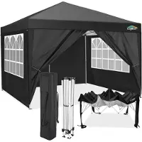 COBIZI Paviljoen, 3x3 meter, waterdicht, met UV-bescherming 50+, inclusief 4 zijpanelen, kleur zwart