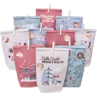 OCreon Adventskalender 2025 cheerful christmas - Zelf vullen - 24 papieren zakken met cijferstickers - DIY - Knutselset