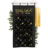 OCreon Adventskalender om te vullen - Zwart - Goud - XXL wandkalender (70 x 130 cm) met 24 vakken om te knutselen - Voor Kerstmis