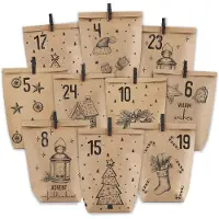 OCreon Adventskalender om te vullen - 24 papieren kerstkalenderzakjes om zelf te vullen - Geschenk kraftpapierzakjes