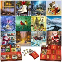 OCreon Unieke legpuzzel adventskalender - Kerstkunst Reeks - Verzameling van Twaalf Puzzels van 100 Stukjes