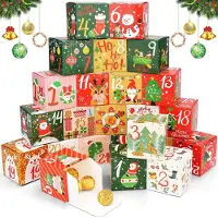 OCreon Adventskalenderdozen 2025 om te vullen - Kleurrijke doe-het-zelf adventskalender om te knutselen - Opvouwbare geschenkdozen voor Kerstmis
