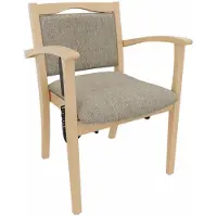 Erides GmbH Armstoel Alexander met opstahulp – Zorgstoel met opstahulp en armleuningen – Zitdiepte 52 cm. Bekleding: Stof Kariba, beige. Bodemglijders: Wit kunststof