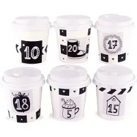 OCreon Adventskalender om te vullen cups zwart - Wit 24 geschenkdozen bekers Kerstmis