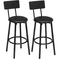 HOOBRO Barstoelen set van 2 met rugleuning, bekleed met kunstleer, voetsteun, zwart, 33x33x93 cm