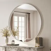 Koonmi Spiegel voor aan de muur, rundervorm, 120 cm, diepe metalen lijst, zilverkleurig, geborsteld
