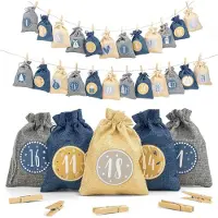 OCreon Adventskalender om zelf te vullen 24 stuks kerstkalender 2025 jute zakjes 15 x 12 cm groot - Kerstdecoratie zakjes