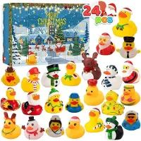 OCreon Adventskalender 2025 - 24 dagen aftellen naar Kerstmis met 24 rubberen eenden - Speelgoed - Kerstdecoratie