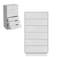 UEV Kommode met 6 lades, push-to-open systeem, 60x33,5x111 cm, wit