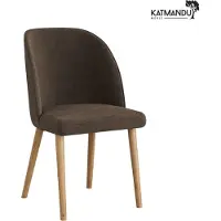 Meble Katmandu Eetkamerstoel Olbia in bruin – Chenille Rebel 23 met houten poten