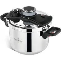 Swiss Haus PCA6L Snelkookpan Inductie - 6 Liter / Ø 22 cm - PFAS Vrij - RVS Snelkookpannen Voor Alle Warmtebronnen - Pressure Cooker - Instant koken - Eenhandig Mechanisme - RVS