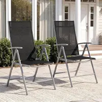 Clevich tuinstoelen, aluminium, set van 2, tuinstoelen met hoge rugleuning, inklapbaar