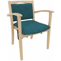 Erides GmbH Armstoel Alexander met opstahulp – Zorgstoel met opstahulp en armleuningen – Zitdiepte 52 cm. Bekleding: Clean-stof Como Petrol, bodemsteunen: wit kunststof