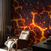 Coloray Vliesbehang - Zwart Snellijm Behang - 416x254 cm - Sterke Magma Fotobehang Vlies - Hal behang Abstractie - Muurschildering - Woonkamer behang