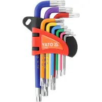 YATO YT-05637 Torx Security Sleutelset - 9-Delig - Met Ogat - S2 Staal (HRC 58-62) - Korte L-Sleutels met Kleurcodering - T10 t/m T50
