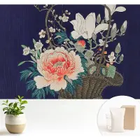 Wallfluent Fotobehang - Marine Vliesbehang - 104x70 cm - Bloemenmand Muurschildering - Slaapkamer behang Bloemen En Planten - Fotobehang Vlies - Slaapkamer behang