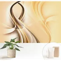Wallfluent Fotobehang - Beige Vliesbehang - 152x104 cm - Golvende Lijnen Fotobehang Vlies - Woonkamer behang Abstractie - Muurschildering - Woonkamer behang