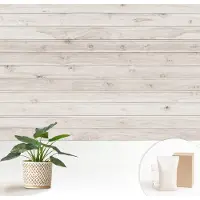 Wallfluent Fotobehang - Wit Vliesbehang - 152x104 cm - Natuurlijk Hout Fotobehang Vlies - Hal behang Texturen - Muurschildering - Woonkamer behang