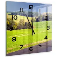 Tulup Wandklok - Onverharde weg Moderne Wandklok Glas - 60x60 cm - Groente Wandklok Glas Decoratie - Zwarte handen - Vierkante Klok - Glazen Wandklok Design - Klok Glas Met Opdruk