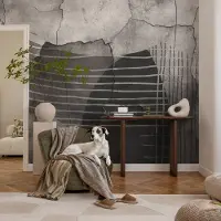 Coloray Vliesbehang - Grijs Snellijm Behang - 312x219 cm - Abstracte Lijnen Fotobehang Vlies - Hal behang Abstractie - Muurschildering - Hal behang