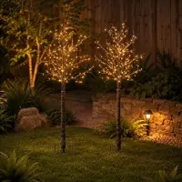 Anna's Collection Lichtboom Berkenboom - 2x - 160 cm - 144 led - warm wit - verlichte kerstboom