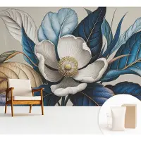 Wallfluent Fotobehang - Wit Vliesbehang - 312x219 cm - Elegante Flora Muurschildering - Gang behang Bloemen En Planten - Fotobehang Vlies - Slaapkamer behang