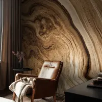 Coloray Vliesbehang - Bruin Snellijm Behang - 312x219 cm - Houten Ringen Muurschildering - Slaapkamer behang Texturen - Fotobehang Vlies - Slaapkamer behang
