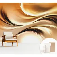 Wallfluent Fotobehang - Beige Vliesbehang - 312x219 cm - Vloeistofleidingen Muurschildering - Gang behang Abstractie - Fotobehang Vlies - Slaapkamer behang