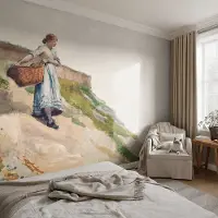 Coloray Vliesbehang - Wit Snellijm Behang - 208x146 cm - Vrouwelijk Landschap Muurschildering - Slaapkamer behang Mensen - Fotobehang Vlies - Slaapkamer behang