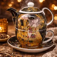 Queen Isabell Tea for One Gustav Klimt Porselein Set: 260ml Kop & 350ml Kan