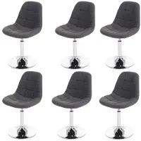 Mendler Set van 6 eetkamerstoelen, model HWC-A60, draaistoel, chroomframe, lichtgrijze stof