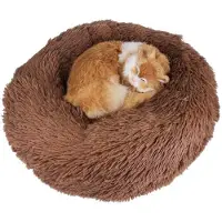 Sonstiges Huisdierenbed, donutvorm, knuffelbed voor honden en katten, zelfwarmend, rond, ademend, zacht, bruin, 100 cm