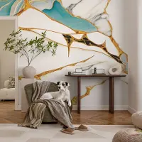 Coloray Vliesbehang - Wit Snellijm Behang - 250x104 cm - De Elegantie Van Marmer Fotobehang Vlies - Woonkamer behang Abstractie - Muurschildering - Woonkamer behang
