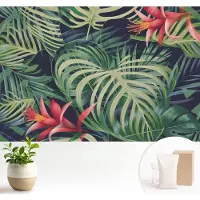 Wallfluent Fotobehang - Groente Vliesbehang - 104x70 cm - Exotische Planten Fotobehang Vlies - Woonkamer behang Bloemen En Planten - Muurschildering - Woonkamer behang