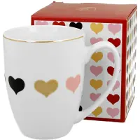 Duo Klassieke mok 360ml met 4 harten - Perfect Valentijnscadeau