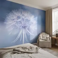 Coloray Vliesbehang - Blauw Snellijm Behang - 104x70 cm - Blauwe Delicatesse Muurschildering - Gang behang Bloemen En Planten - Fotobehang Vlies - Slaapkamer behang