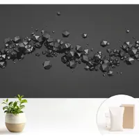 Wallfluent Fotobehang - Zwart Vliesbehang - 104x70 cm - Zwarte Klonten Fotobehang Vlies - Hal behang Abstractie - Muurschildering - Hal behang
