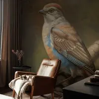 Coloray Vliesbehang - Wit Snellijm Behang - 250x104 cm - Vogelportret Fotobehang Vlies - Woonkamer behang Dieren - Muurschildering - Woonkamer behang
