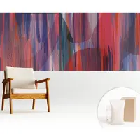 Wallfluent Fotobehang - Rood Vliesbehang - 250x104 cm - Regenboogstrepen Fotobehang Vlies - Woonkamer behang Abstractie - Muurschildering - Hal behang