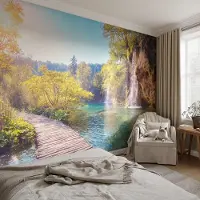 Coloray Vliesbehang - Groente Snellijm Behang - 416x254 cm - Natuurlijk Landschap Muurschildering - Gang behang Landschappen - Fotobehang Vlies - Slaapkamer behang