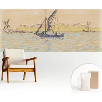 Wallfluent Fotobehang - Beige Vliesbehang - 250x104 cm - Zee Van Vrede Muurschildering - Gang behang Landschappen - Fotobehang Vlies - Slaapkamer behang