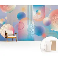 Wallfluent Fotobehang - Blauw Vliesbehang - 416x254 cm - Kleurrijke Abstractie Fotobehang Vlies - Woonkamer behang Abstractie - Muurschildering - Woonkamer behang