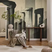 Coloray Vliesbehang - Grijs Snellijm Behang - 104x70 cm - Rauwe Architectuur Fotobehang Vlies - Hal behang Architectuur - Muurschildering - Woonkamer behang