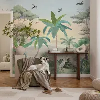 Coloray Vliesbehang - Zwart Snellijm Behang - 152x104 cm - Exotische Flora Muurschildering - Gang behang Bloemen En Planten - Fotobehang Vlies - Slaapkamer behang